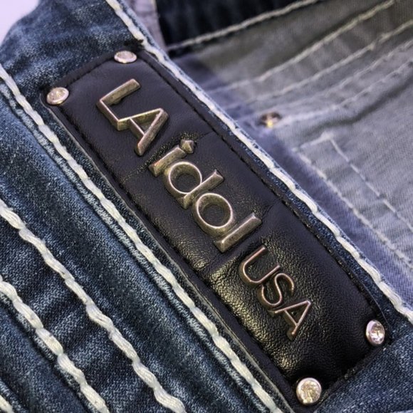VINTAGE L.A. IDOL BOOTCUT JEANS 37x31 CRYSTALS 💎 - Picture 8 of 8